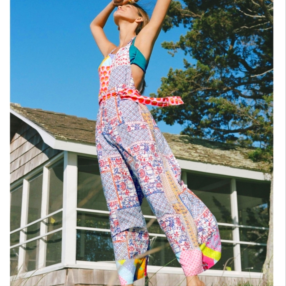 Anthropologie Let Me Be Patchwork Overalls XS